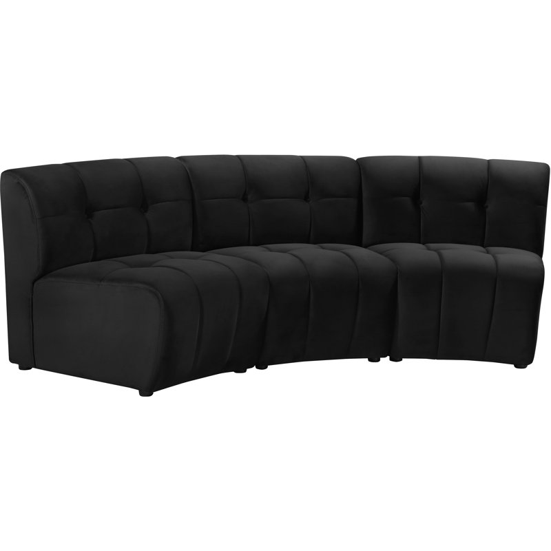 Canapé modulaire en velours de 96 po de largeur Jedson, Velours noir