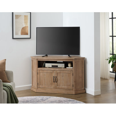 Meuble télé d'angle en bois massif avec rangement Kinsella