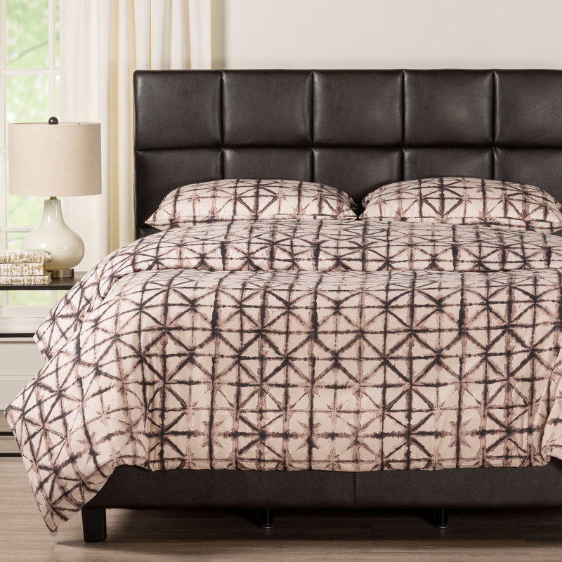 Reflection Polyester Windowpane Duvet Cover, Queen Duvet Cover + 2 Queen Shams