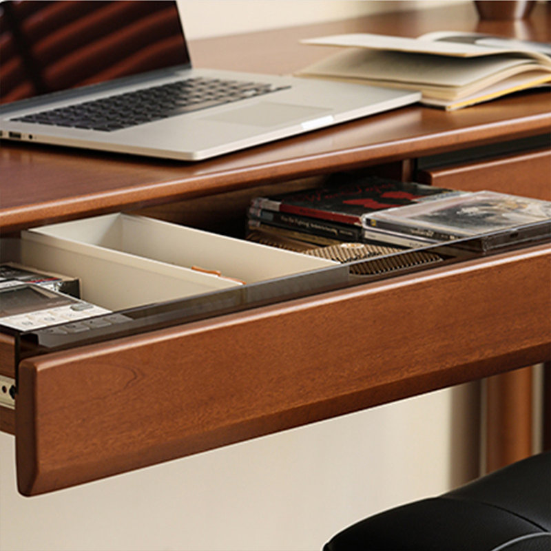 Bureau rectangulaire en bois massif brun noisette avec 2 tiroirs, H 29,53 po x l 47,24 po x P 22,05 po