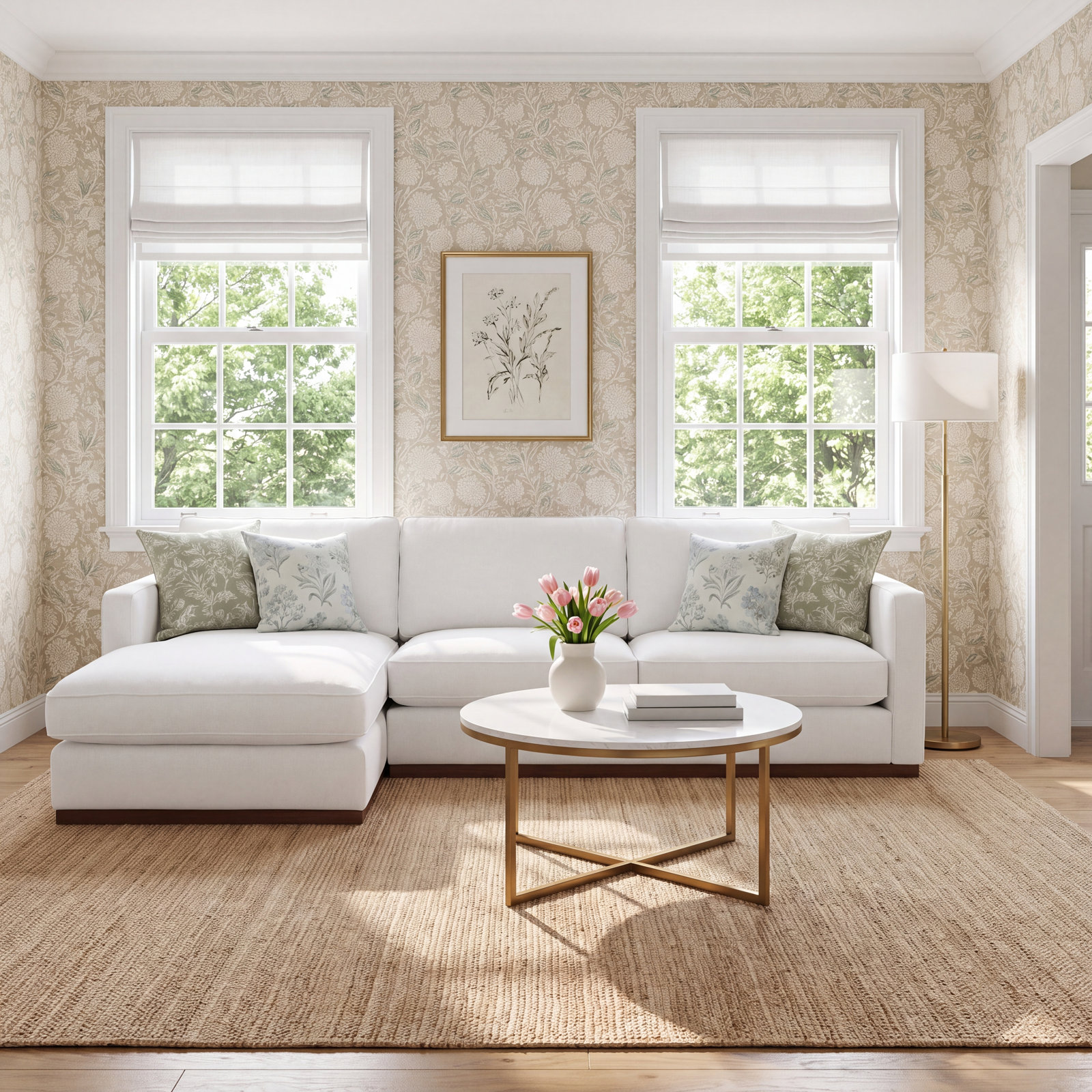 Bobbi 3-Piece Linen Living Room Set, Flanigan Cotton