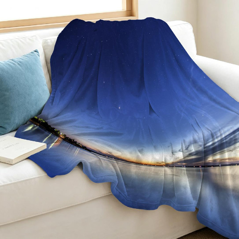 Jeté en molleton bleu flanelle ultra doux, beau coucher de soleil au crépuscule, Jeté 40 po x 50 po