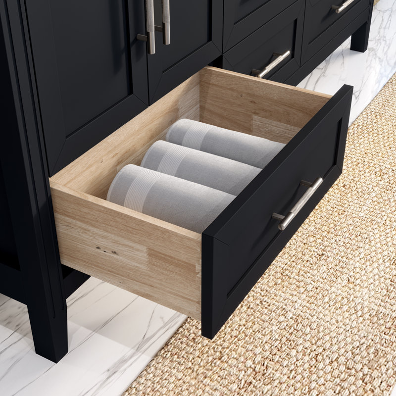 Anand 72'' Double Bathroom Vanity with Quartz Top, Espresso