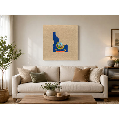 Idaho State Flag Map — Square Canvas Wall Art