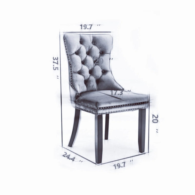 Chaises capitonnées Allena , Velours rouge vin, Noir, 2