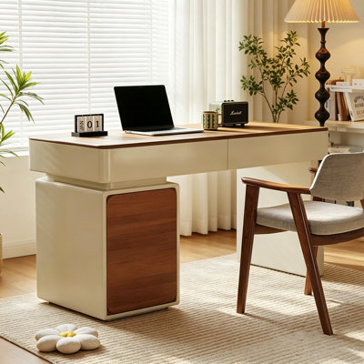 Bureau moderne moderne en bois massif avec 2 tiroirs