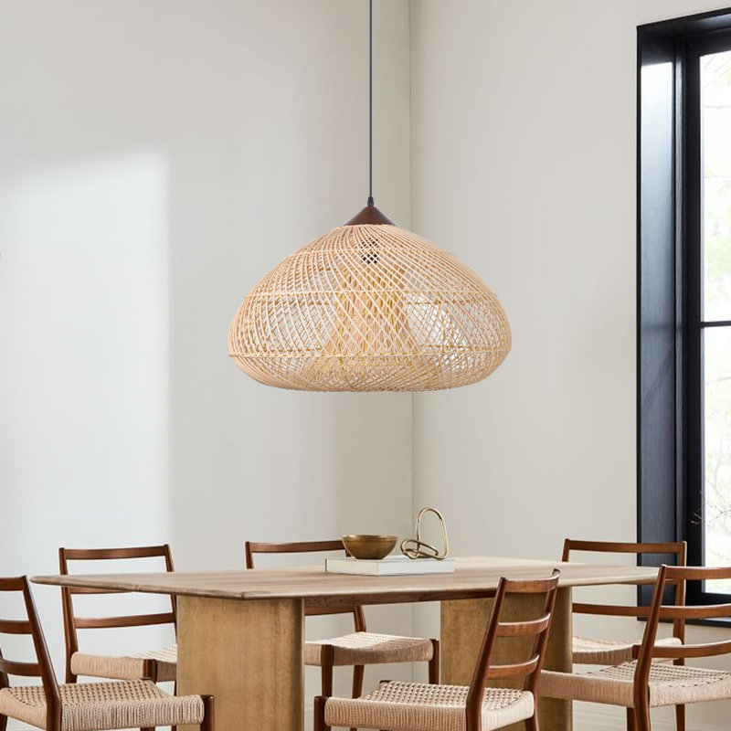 Luminaire suspendu en forme de dôme à 1 lumière Bhatt, Marron clair