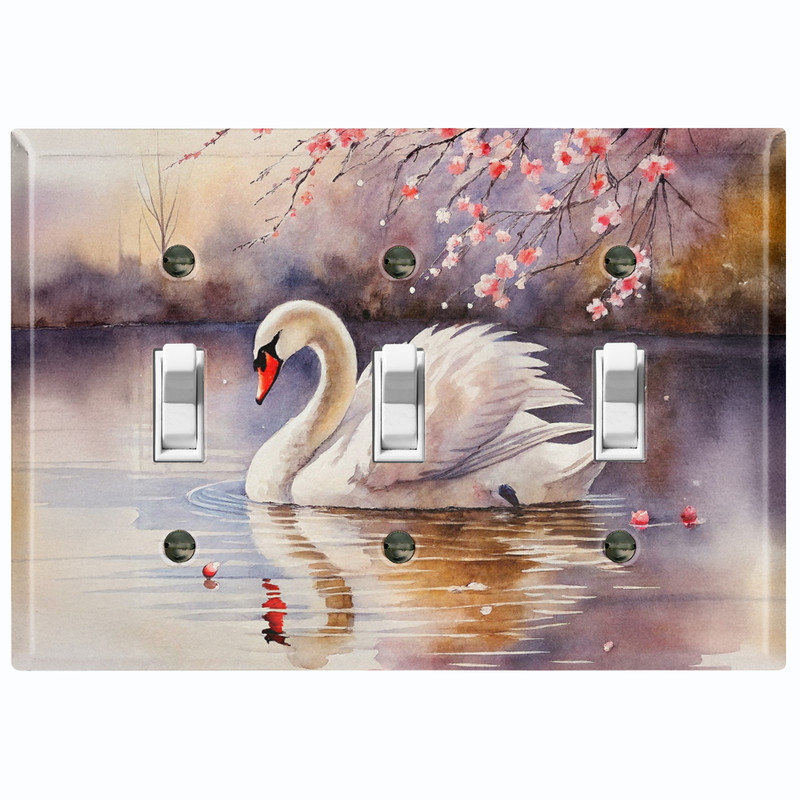 Couvercle de plaque d'interrupteur en métal; Bascule à 3 bandes US standard - cygne gracieux, Triple # 3