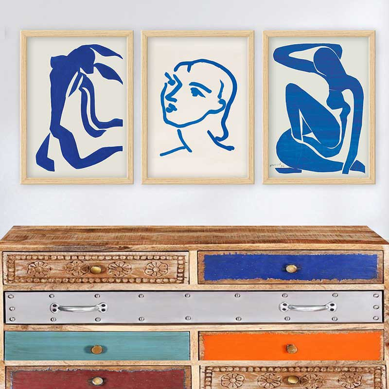 Ensemble de 3 peintures élégantes encadrées décoratives, 13,8 x 17,7 pouces chacune | 100% bois avec cadre 100% polystyrène (épaisseur: 0,8 pouce) | Impression numérique UV, parfaite pour le salon et la décoration intérieure