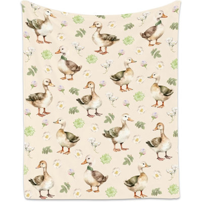 Duck Blanket, Cute Soft Throw Gifts for Grils Teens, Cozy Flannel Throw Blankets for Couch Office, 40"x30"