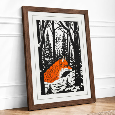 Fox at Winter Stream Boho - Framed Print