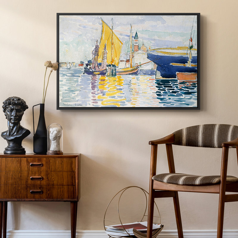 Paysage rétro - XL, H 25 po x l 37 po x P 2 po, Toile avec cadre flottant noir