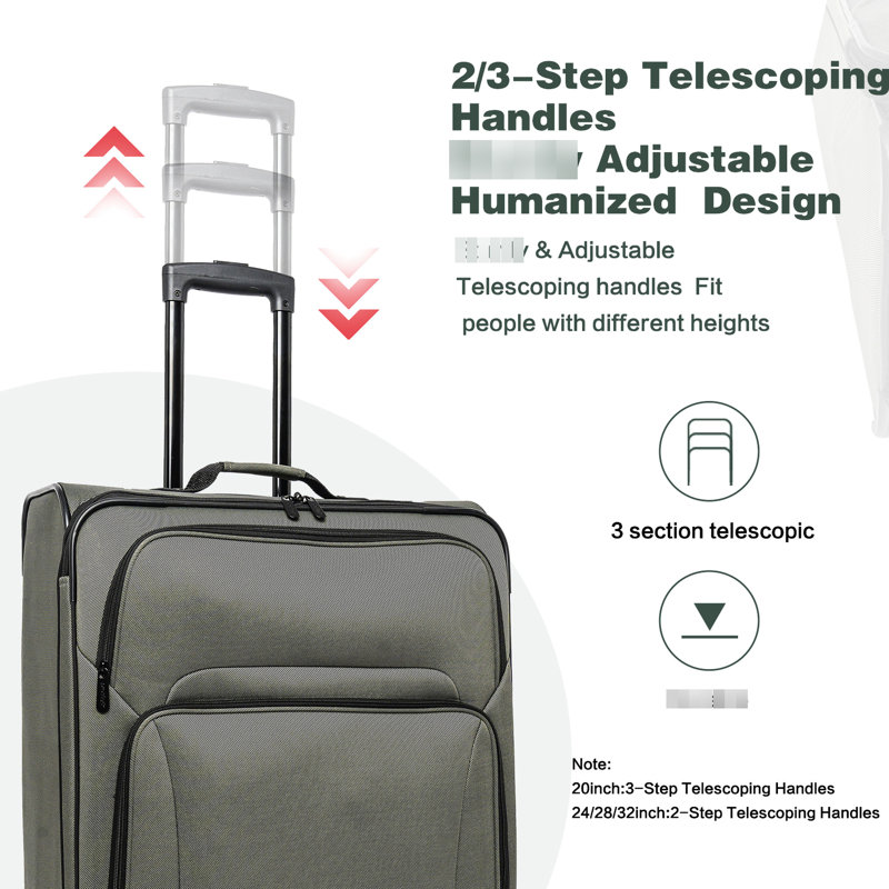 Valise extensible Softshell 5 pièces pour les voyageurs, valises 20/24/28 pouces, sac de voyage de fin de semaine, fabrication d'articles de toilette, compartiment extérieur pour ordinateur portable foncé avec sergé 600D, sangles à vêtements à l'intérieur