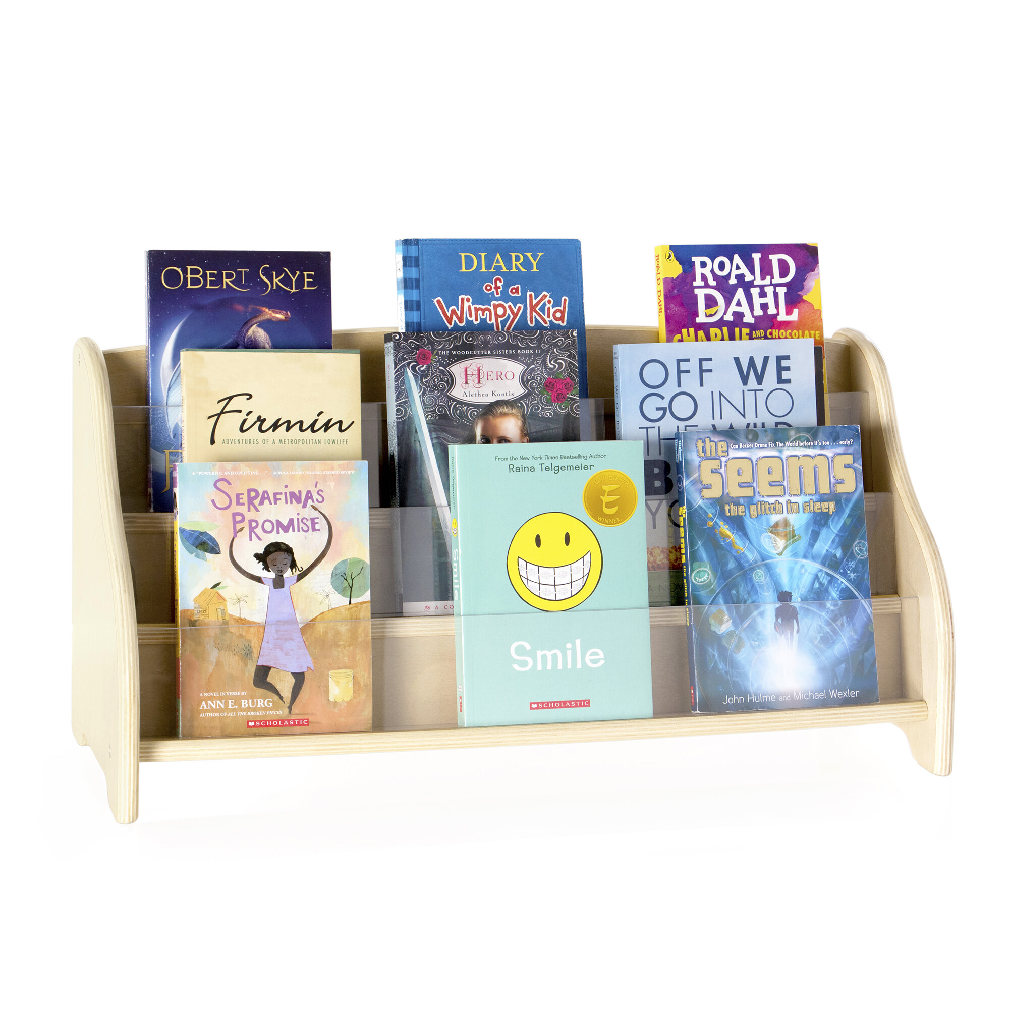 Tabletop Book Display, Library Storage Organizer with Adjustable Book