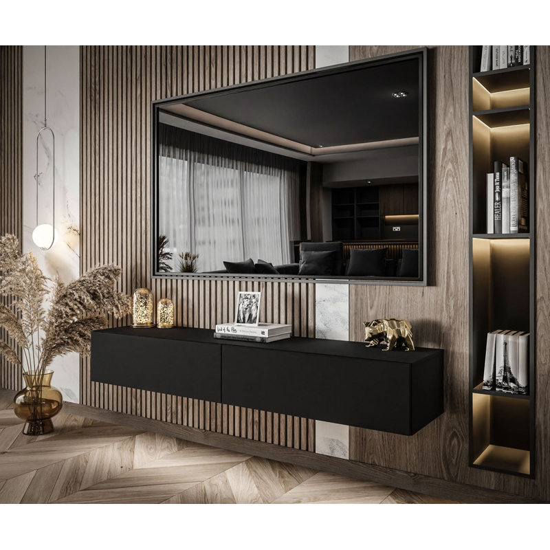 COLETTE TV Stand , Czarny/Czarny Mat