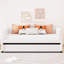 Lit de jour simple en velours beige avec housse de lit gigogne extensible et compacte pour un sommeil confortable