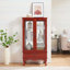 Élégante armoire lumineuse en verre avec tablettes réglables, 2 portes et 1 tiroir, avec ampoule et fini cerisier