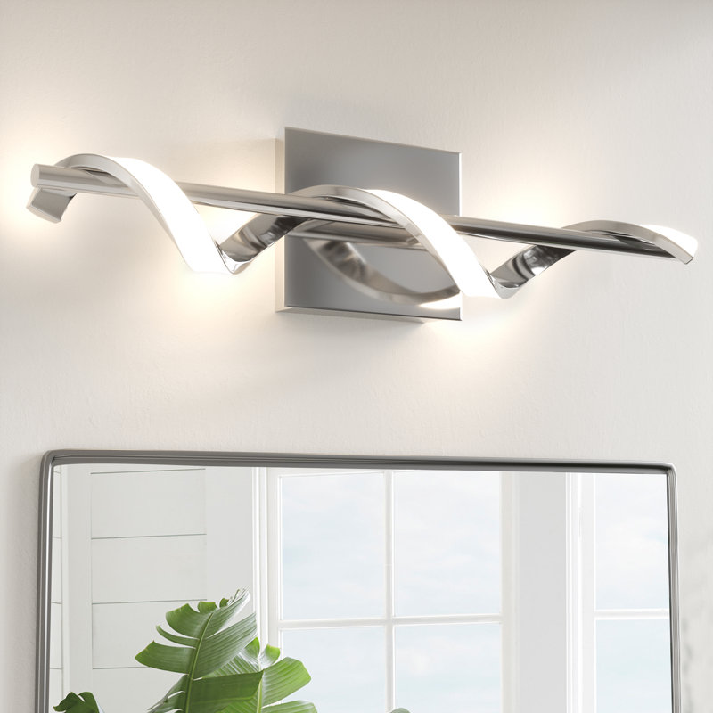 Barre d'éclairage de salle de bain 1 lumière DEL Amzie, Chrome poli