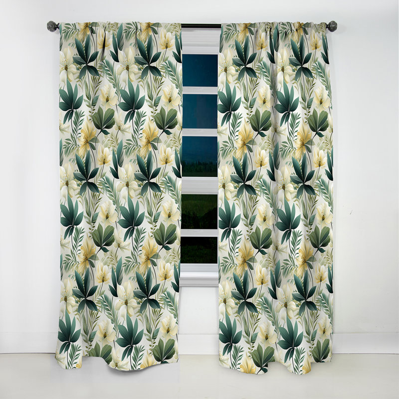 Minimaliste motif tropical Flora III - Rideau floral - Rideau occultant floral - 1 panneau, L 52 po x L 108 po