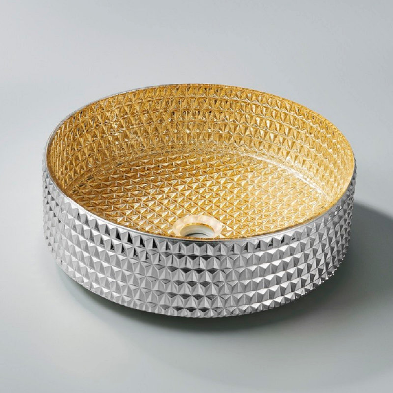 VanityIn 15.55'' Glass Circular Bathroom Sink,  Gold