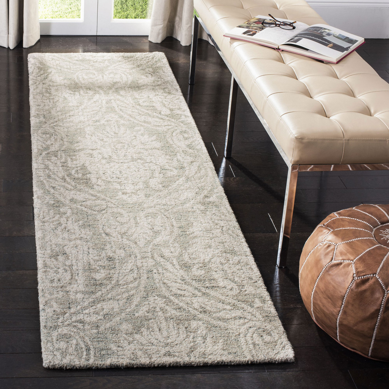 Rosemarie Gray Ivory Hand-Tufted Wool Rug, Runner 2'3" x 8'