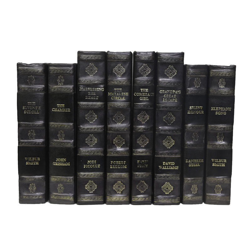 Decorative Books - Charcoal Rebound Leather Book Bundle - 1 Foot of Grey Books
