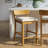 Merie Modern Transitional Wood Counter Height Kitchen Bar Stool In Amber Glow Finish With White Boucle Fabric Upholstered Seat-80746117-80746113-80746118