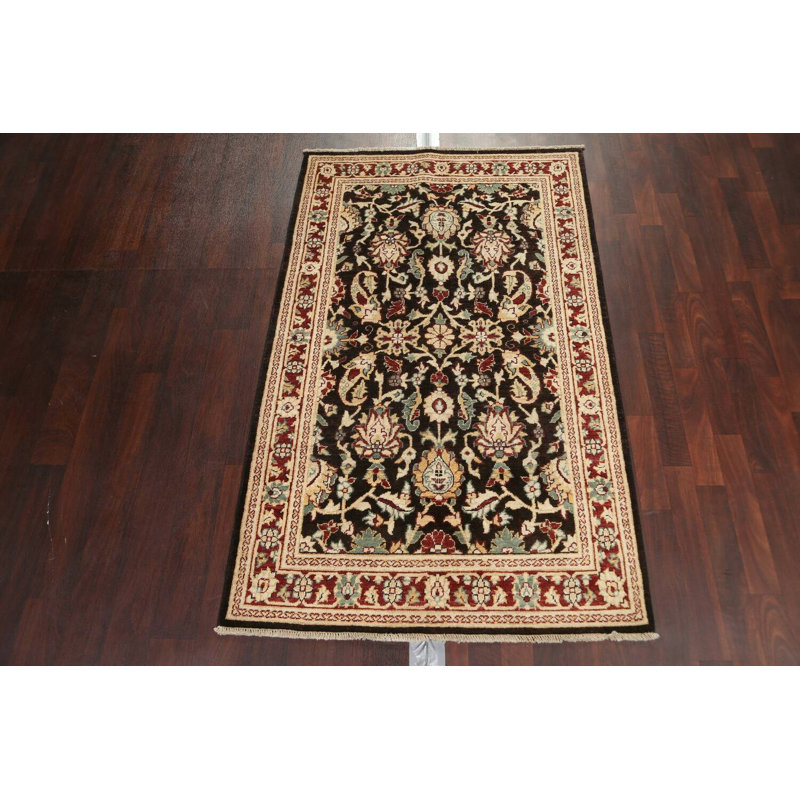 Tapis oriental à motif de légumes Chobi Peshawar noué à la main 4 x 6