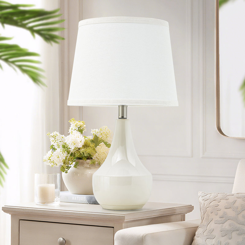Abdullateef 18.58" Ceramic Table Lamp Small Nightstand Lamp Desk Lamp Best Gift for Children (Bulb Included), Beige