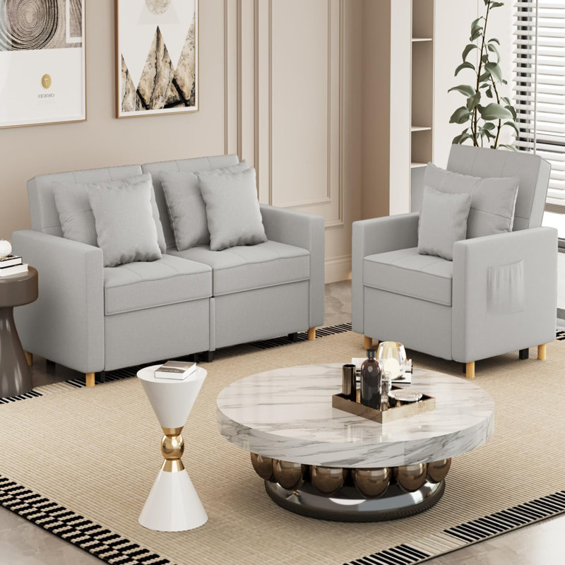 2 Seater Linen Sofa Bed, Grey