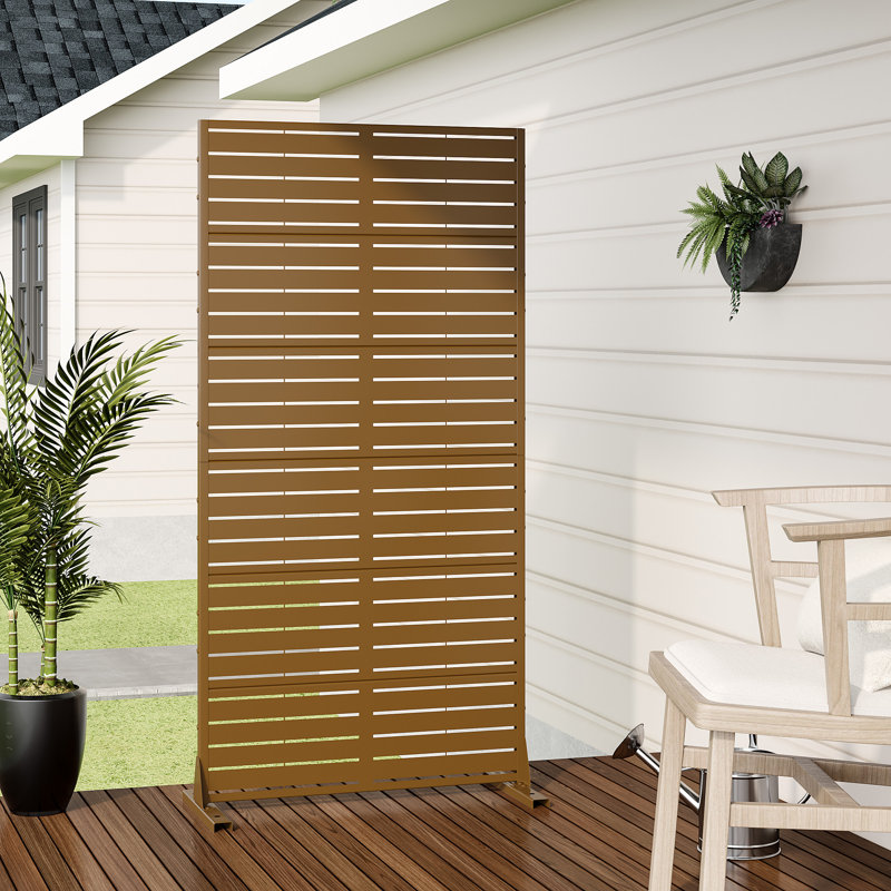 72" Metal Outdoor Privacy Screen, H 72 po x l 35 po x P 16 po, Brun