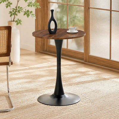 Table de salle à manger ronde, table tulipe ronde de 60 cm avec plateau épais et pied en métal, table bistro moderne du milieu du siècle pour cuisine, petits espaces, salon, café (faux marbre)