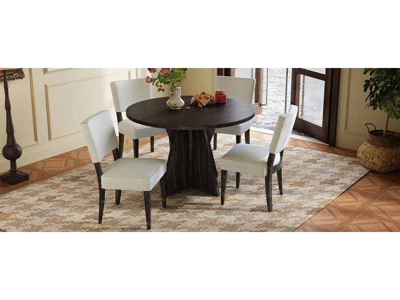 Ensemble de table de salle à manger 5 pièces pour 4 personnes, ensemble de table et chaises de cuisine rétro de 4 avec base conçue, table de salle à manger en bois avec 4 chaises rembourrées pour les petits espaces et la salle à manger