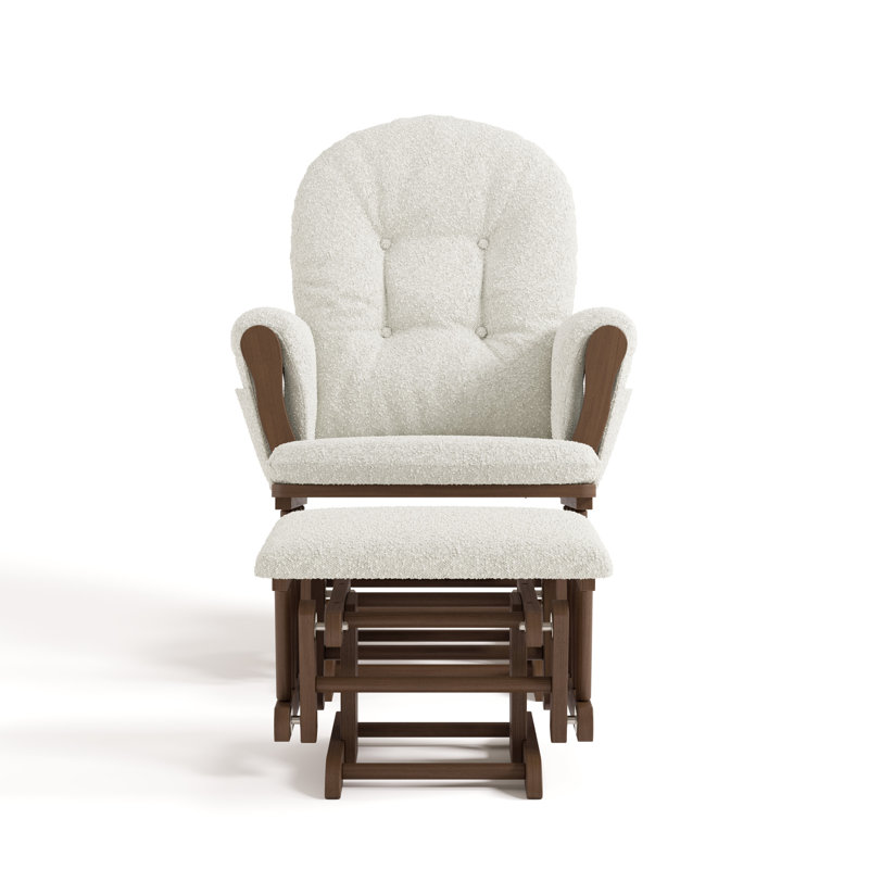 Hoop Glider and Ottoman - Hazelnut and Ivory Boucle, Ivory Boucle, Hazelnut