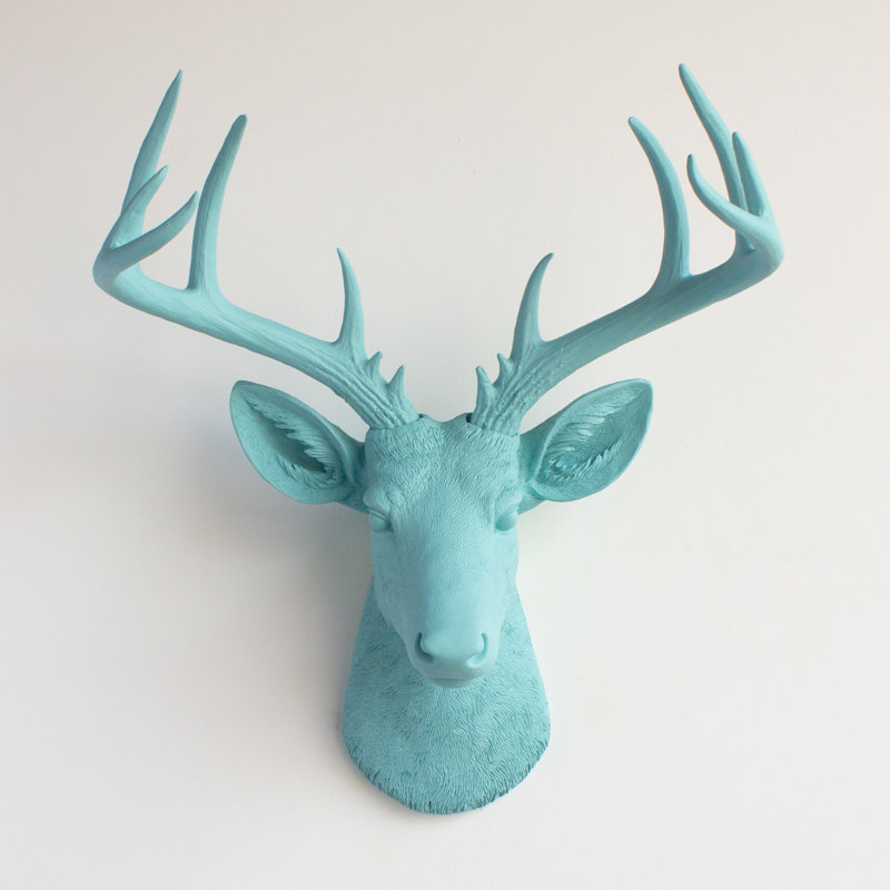 Handmade Rustic Animals Wall Decor on Resin, Aqua
