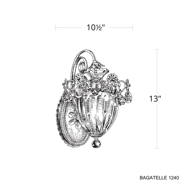Bagatelle 1 - Light Armed Sconce, Etruscan Gold, Clear Spectra Crystal