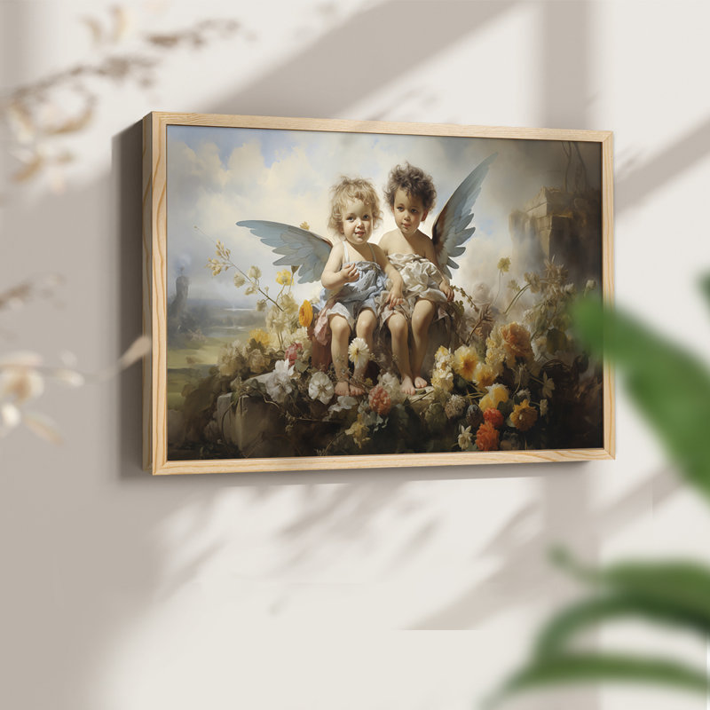 Angels From Above-X - Reproduction encadrée - Restickable, H 11 po x l 14 po, Encadré naturel