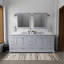 Meuble-lavabo double l 84 po x P 22 po, comptoir en quartz blanc et miroirs 34 po-488261907