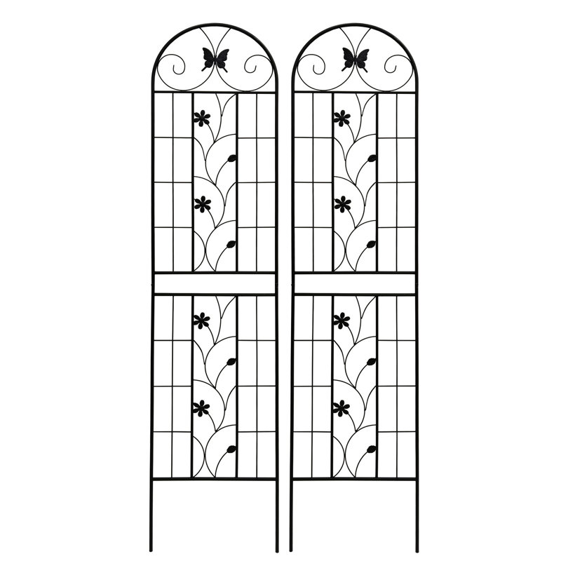 Ensemble de 2 treillis en métal antirouille de 86,7 po x 19,7 po pour plantes d'extérieur. Assemblage facile, supporte la rose, la gloire du matin, le jasmin, le raisin