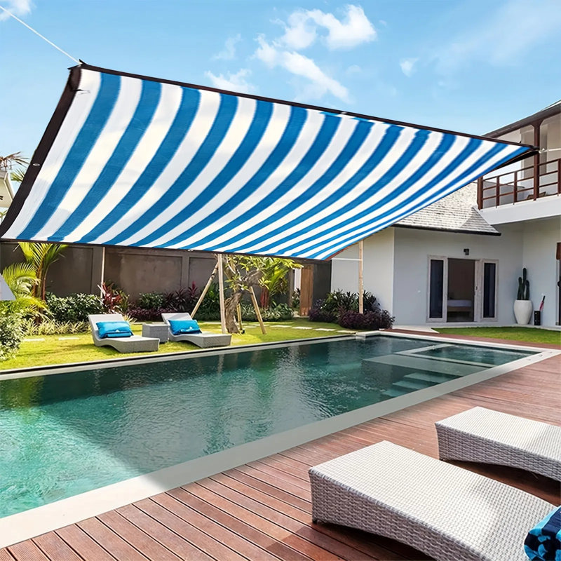 Grand tissu rectangulaire d'extérieur en forme de parasol d'extérieur, 85 à 90% de bâche imperméable aux rayons UV pour la cour, la piscine, les bords renforcés