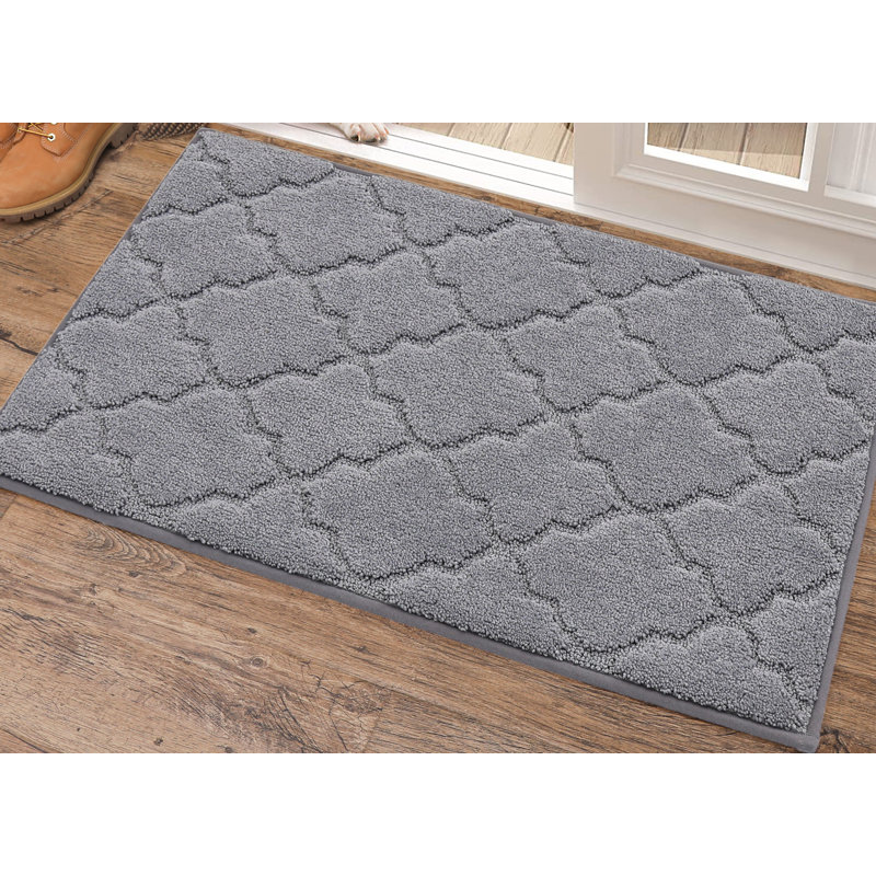 Non-Slip Geometric Doormat, 50.8cm W x 81.3cm L, Grey