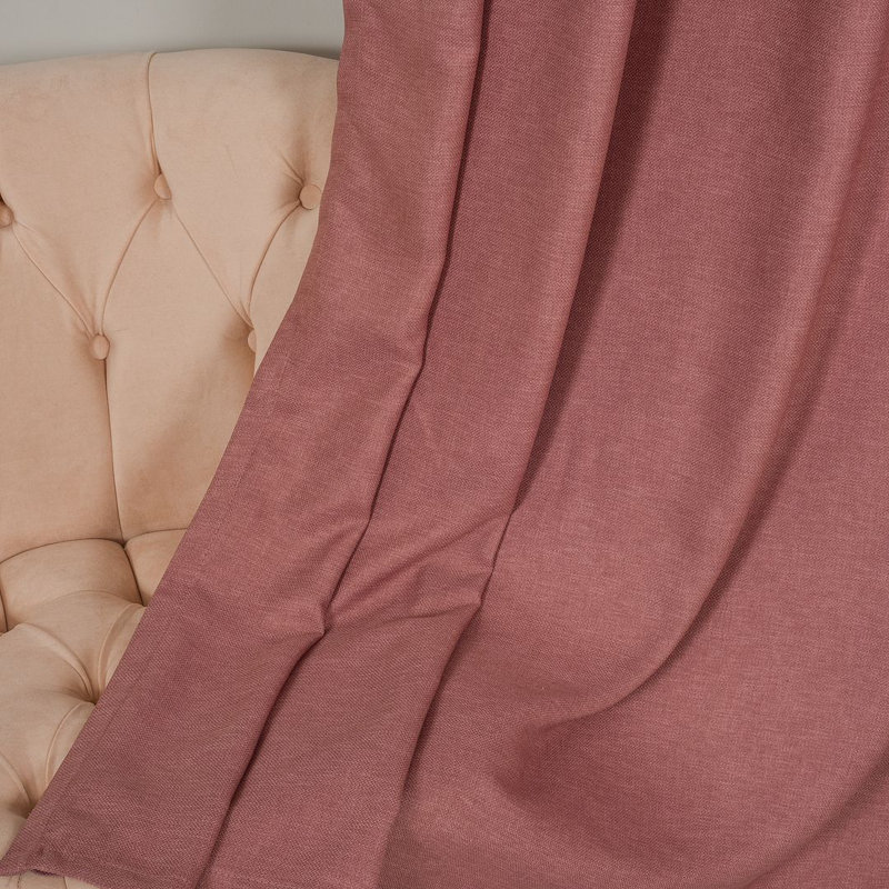 Extra Long & Extra Wide Faux Linen Decorative Curtain Single Panel, 140cm Width x 145cm Drop, Pink