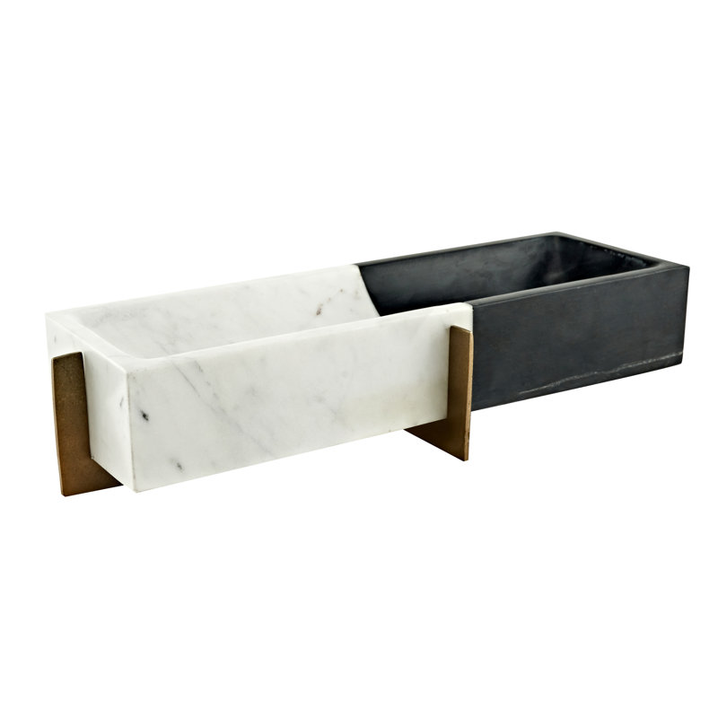 Salento Rectangle Marble & Brass Bowl