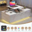 Table basse à plateau relevable avec tiroir coulissant et rangement caché, lumières DEL de 16 couleurs, charge sans fil et haut-parleur intégré-834033703