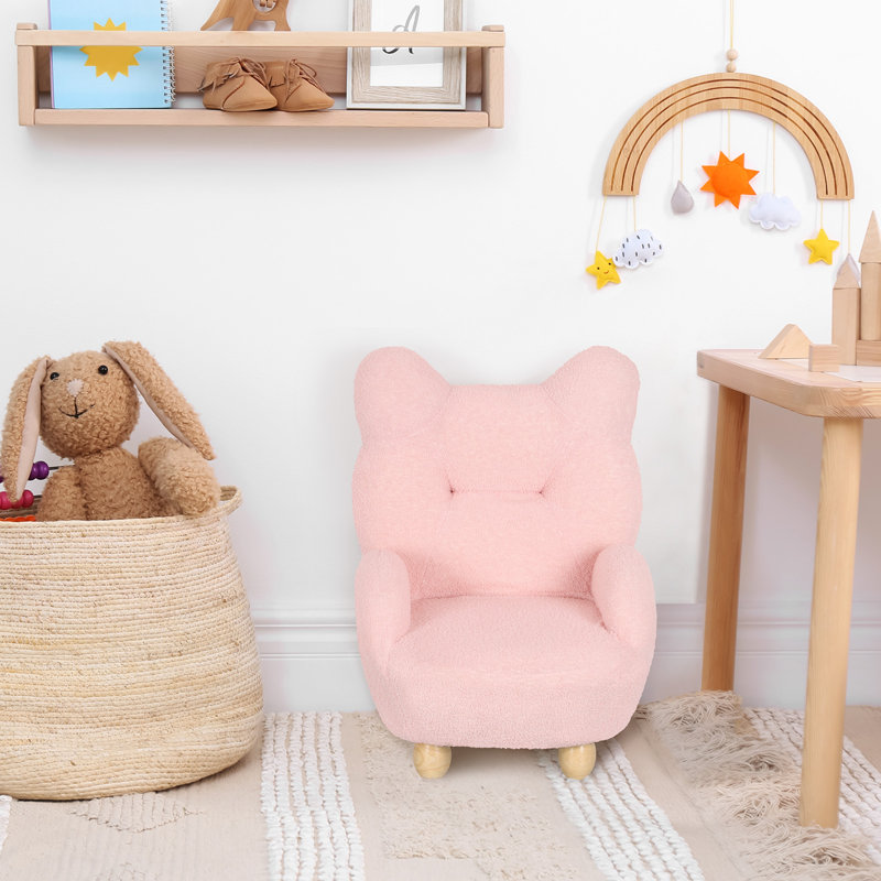 Mini canapé en peau de mouton Lazy Susan Panda, Rose