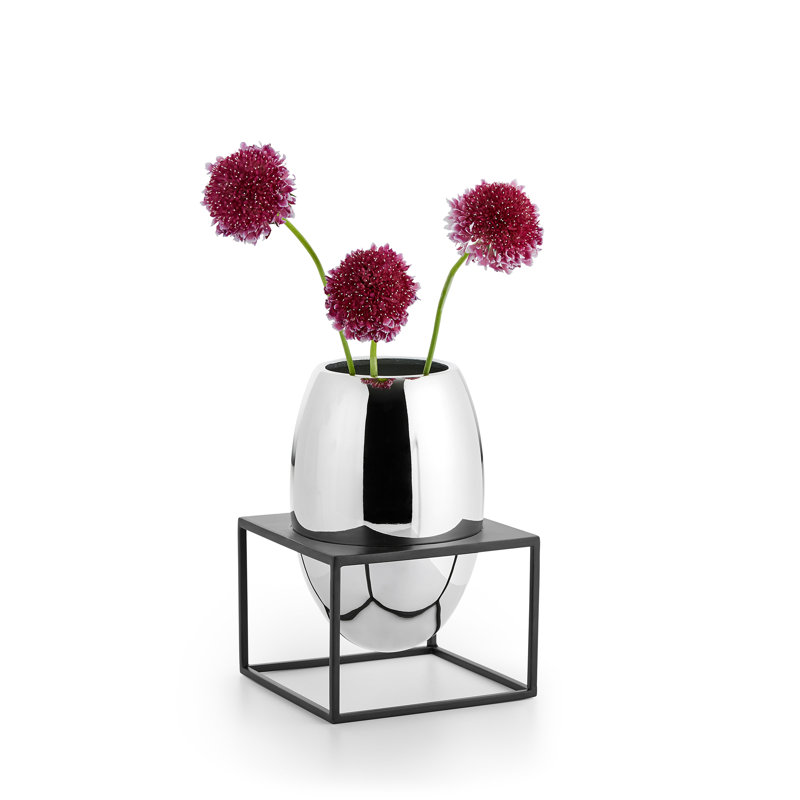 Solero Nickel Table Vase, 21cm H x 14cm W x 14cm D