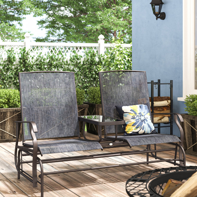 Chaise berçante d'extérieur en métal, Gris