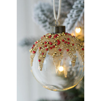 D3,9 po, boules de Noël décoratives, boules de Noël suspendues en verre pour décorations de fêtes, lot de 6