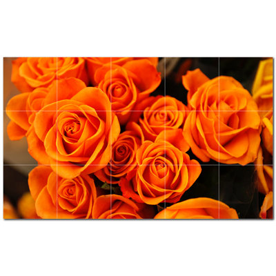 Panneau décoratif en céramique 12 po x 12 po Flowers Photo Flowers