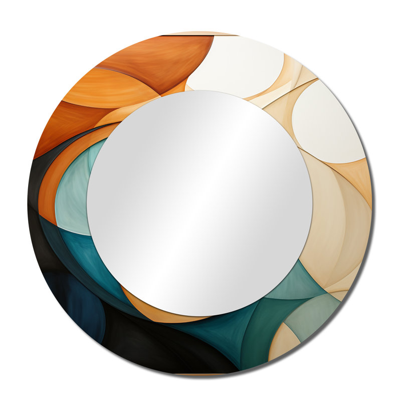 Orange orange Mid Century Organic Harmony I - décor de miroir mural unique moderne Mid-Century, 36 po x 36 po, Rond